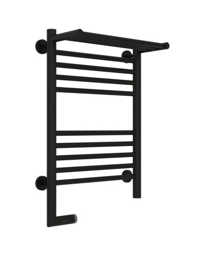 Полотенцесушитель электрический 600х400 черный матовый МЭМ левый Сунержа Богема с полкой 2.0 31-5206-6040