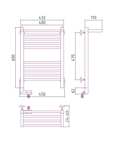Полотенцесушитель электрический 600х400 античное белое золото МЭМ правый Сунержа Богема с полкой 2.0 10-5207-6040
