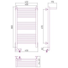 Полотенцесушитель электрический 800х400 состаренная латунь МЭМ левый Сунержа Богема с полкой 2.0 051-5206-8040
