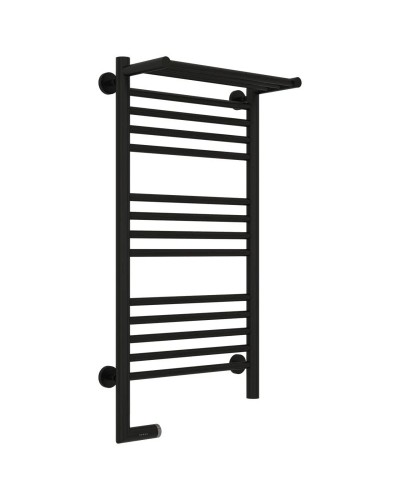 Полотенцесушитель электрический 800х400 черный матовый МЭМ левый Сунержа Богема с полкой 2.0 31-5206-8040