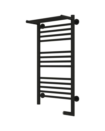 Полотенцесушитель электрический 800х400 черный матовый МЭМ правый Сунержа Богема с полкой 2.0 31-5207-8040