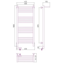 Полотенцесушитель электрический 1000х400 золотой матовый МЭМ правый Сунержа Богема с полкой 2.0 032-5207-1040