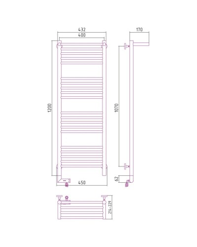 Полотенцесушитель электрический 1200х400 состаренная бронза МЭМ левый Сунержа Богема с полкой 2.0 05-5206-1240