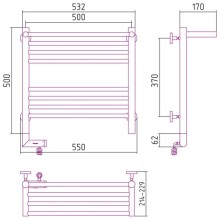 Полотенцесушитель электрический 500х500 белый матовый МЭМ левый Сунержа Богема с полкой 2.0 30-5206-5050