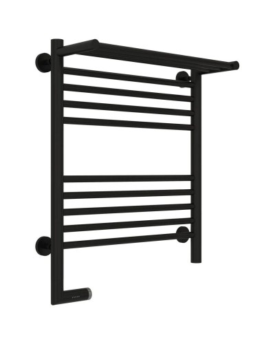Полотенцесушитель электрический 600х500 черный матовый МЭМ левый Сунержа Богема с полкой 2.0 31-5206-6050