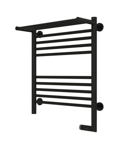 Полотенцесушитель электрический 600х500 черный матовый МЭМ правый Сунержа Богема с полкой 2.0 31-5207-6050