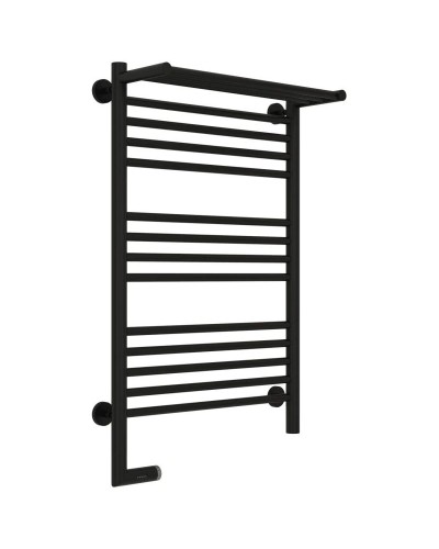 Полотенцесушитель электрический 800х500 черный матовый МЭМ левый Сунержа Богема с полкой 2.0 31-5206-8050