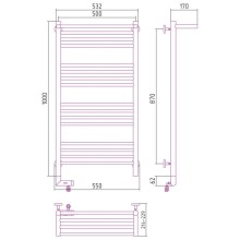 Полотенцесушитель электрический 1000х500 золотой МЭМ левый Сунержа Богема с полкой 2.0 03-5206-1050