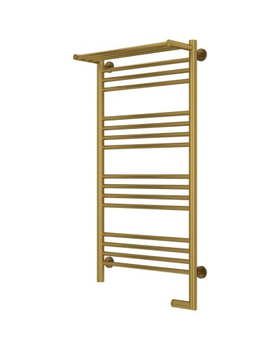 Полотенцесушитель электрический 1000х500 состаренная латунь МЭМ правый Сунержа Богема с полкой 2.0 051-5207-1050