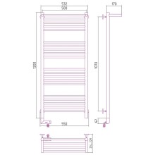 Полотенцесушитель электрический 1200х500 белый матовый МЭМ левый Сунержа Богема с полкой 2.0 30-5206-1250