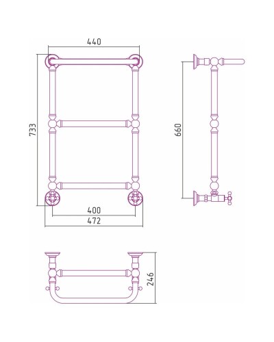 Полотенцесушитель водяной 660х400 шампань Сунержа Ренессанс 1386 020-0281-6640