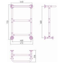 Полотенцесушитель водяной 660х400 античное белое золото Сунержа Ренессанс 1386 10-0281-6640
