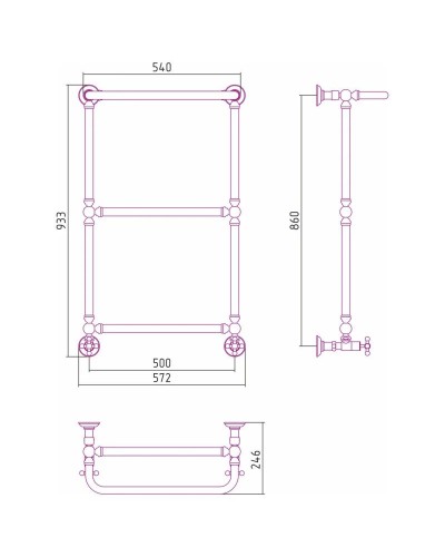 Полотенцесушитель водяной 860х500 шампань Сунержа Ренессанс 1386 020-0281-8650