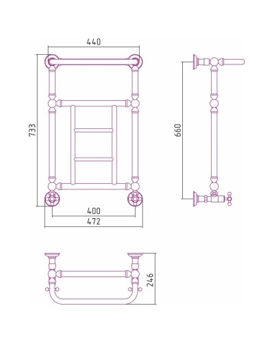 Полотенцесушитель водяной 660х400 золотой матовый Сунержа Ренессанс 1452 032-0282-6640
