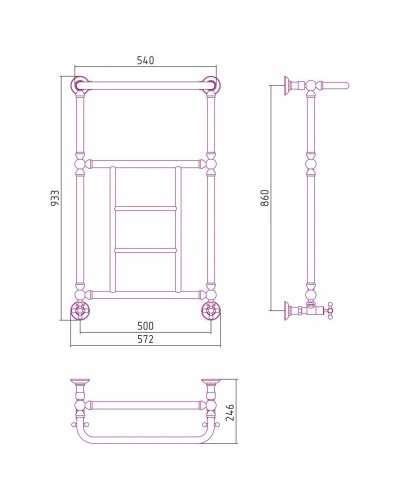 Полотенцесушитель водяной 860х500 белый глянец Сунержа Ренессанс 1452 12-0282-8650