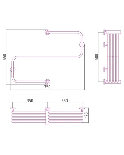 Полотенцесушитель водяной 500х700 черный матовый Сунержа Фабула 31-0125-5070