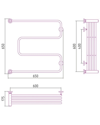 Полотенцесушитель водяной 600х600 шампань матовая Сунержа Фабула М 022-0126-6060