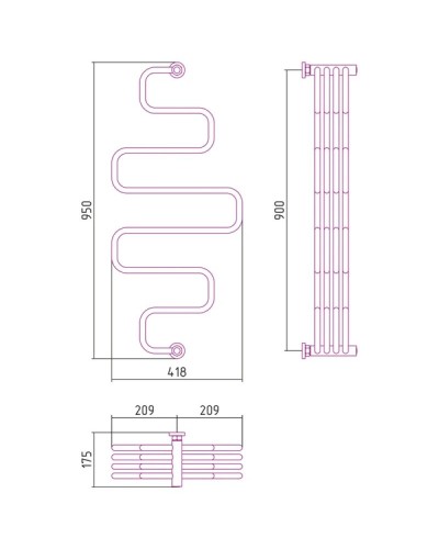 Полотенцесушитель водяной 900х400 золотой Сунержа Фабула МС 03-0127-9040