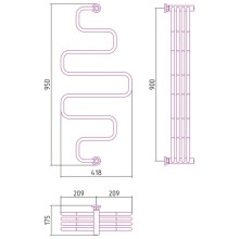 Полотенцесушитель водяной 900х400 черный матовый Сунержа Фабула МС 31-0127-9040