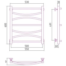 Полотенцесушитель водяной 600х500 состаренная латунь Сунержа Ажур 051-0255-6050