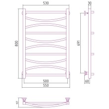 Полотенцесушитель водяной 800х500 шампань матовая Сунержа Ажур 022-0255-8050