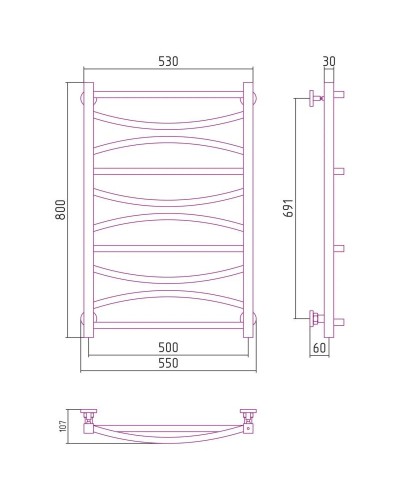 Полотенцесушитель водяной 800х500 золотой Сунержа Ажур 03-0255-8050