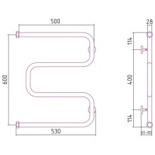 Полотенцесушитель водяной 600х500 белый глянец Сунержа Ш-образный 12-0014-6050