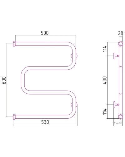 Полотенцесушитель водяной 600х500 черный матовый Сунержа Ш-образный 31-0014-6050