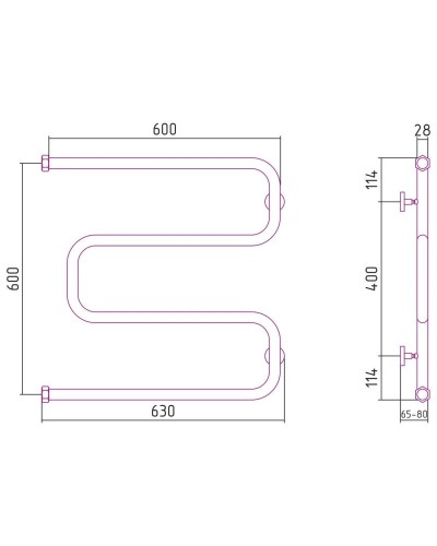 Полотенцесушитель водяной 600х600 белый матовый Сунержа Ш-образный 30-0014-6060