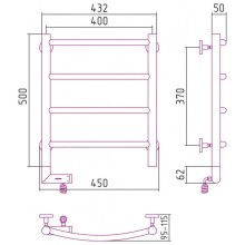 Полотенцесушитель электрический 500х400 золотой МЭМ левый Сунержа Галант 2.0 03-5200-5040
