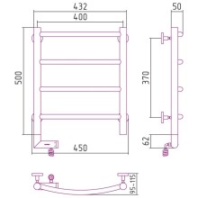 Полотенцесушитель электрический 500х400 золотой МЭМ правый Сунержа Галант 2.0 03-5201-5040