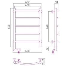 Полотенцесушитель электрический 600х400 белый глянец МЭМ левый Сунержа Галант 2.0 12-5200-6040