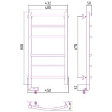 Полотенцесушитель электрический 800х400 шампань матовая МЭМ правый Сунержа Галант 2.0 022-5201-8040