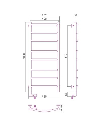 Полотенцесушитель электрический 1000х400 сатин МЭМ правый Сунержа Галант 2.0 071-5201-1040