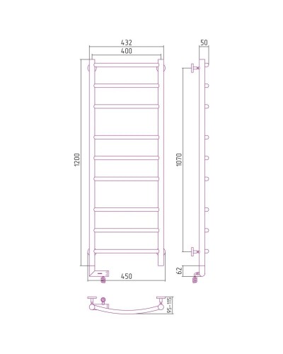 Полотенцесушитель электрический 1200х400 белый матовый МЭМ правый Сунержа Галант 2.0 30-5201-1240