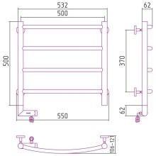 Полотенцесушитель электрический 500х500 белый глянец МЭМ левый Сунержа Галант 2.0 12-5200-5050
