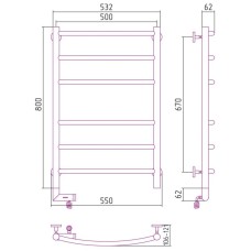 Полотенцесушитель электрический 800х500 шампань МЭМ левый Сунержа Галант 2.0 020-5200-8050