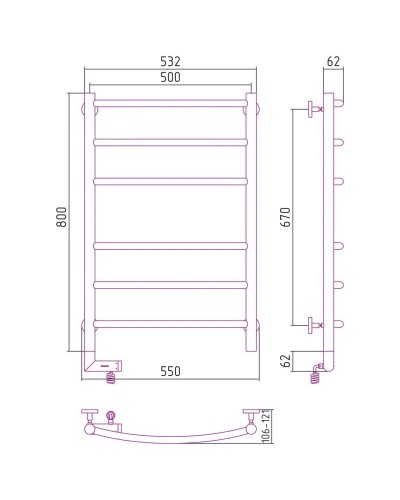 Полотенцесушитель электрический 800х500 сатин МЭМ левый Сунержа Галант 2.0 071-5200-8050