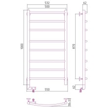 Полотенцесушитель электрический 1000х500 состаренная бронза МЭМ правый Сунержа Галант 2.0 05-5201-1050