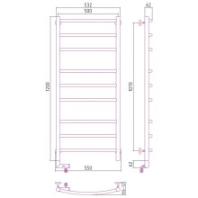 Полотенцесушитель электрический 1200х500 белый матовый МЭМ правый Сунержа Галант 2.0 30-5201-1250