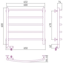 Полотенцесушитель электрический 600х600 шампань матовая МЭМ правый Сунержа Галант 2.0 022-5201-6060