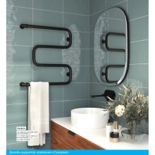 Полотенцесушитель водяной 600х600 черный матовый Сунержа Ш-образный 31-0014-6060