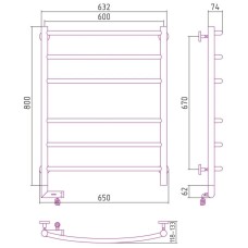 Полотенцесушитель электрический 800х600 золотой матовый МЭМ правый Сунержа Галант 2.0 032-5201-8060