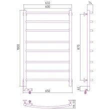 Полотенцесушитель электрический 1000х600 черный матовый МЭМ левый Сунержа Галант 2.0 31-5200-1060