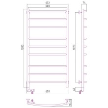Полотенцесушитель электрический 1200х600 белый глянец МЭМ правый Сунержа Галант 2.0 12-5201-1260