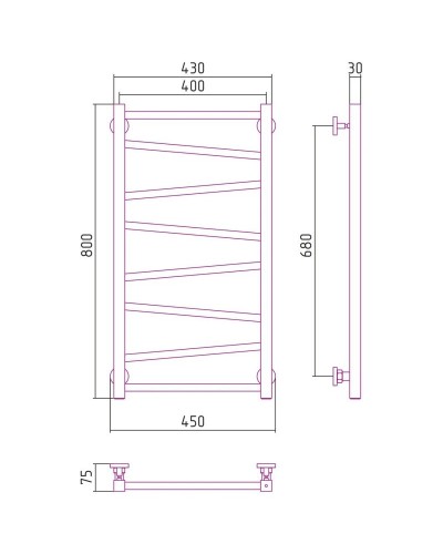 Полотенцесушитель водяной 800х400 белый глянец Сунержа Сирокко 12-0253-8040