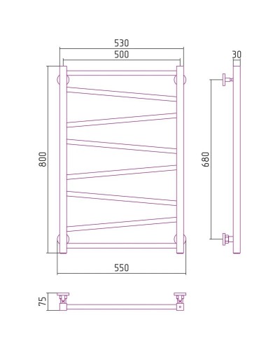 Полотенцесушитель водяной 800х500 шампань Сунержа Сирокко 020-0253-8050