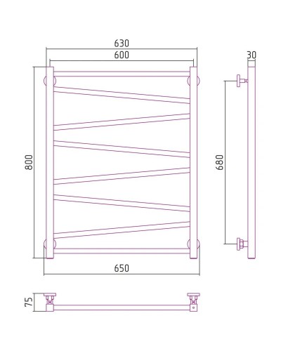 Полотенцесушитель водяной 800х600 золотой Сунержа Сирокко 03-0253-8060