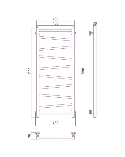 Полотенцесушитель водяной 1000х400 белый глянец Сунержа Сирокко 12-0253-1040