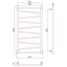 Полотенцесушитель водяной 1000х500 темный титан муар Сунержа Сирокко 15-0253-1050